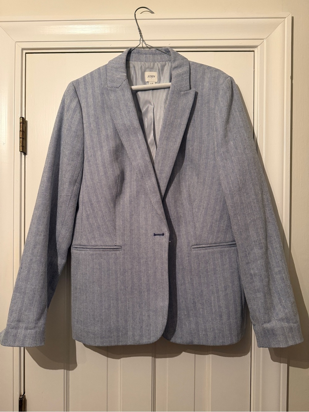 J. Crew Light Blue Herringbone Single-Button Blazer